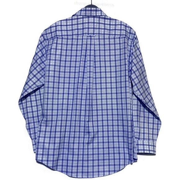 Nordstrom Button Up Shirt Men's Size Medium Blue White Plaid Long Sleeve - Picture 2 of 7